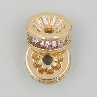 Gold Flat Round Beads Charms,18K Gold Filled Round spacer beads Bracelet Necklace for DIY Jewelry Making Supply