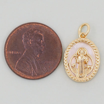 Gold Our Lady of Guadalupe Charms,18K Gold Filled virgin mary Pendant Charm Bracelet Necklace for DIY Jewelry Making Supply