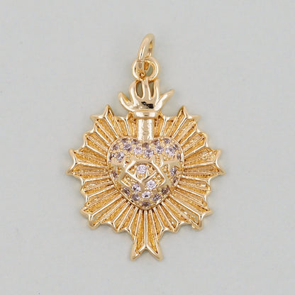 18K Gold Filled Heart Charm Pendant for Jewelry Making