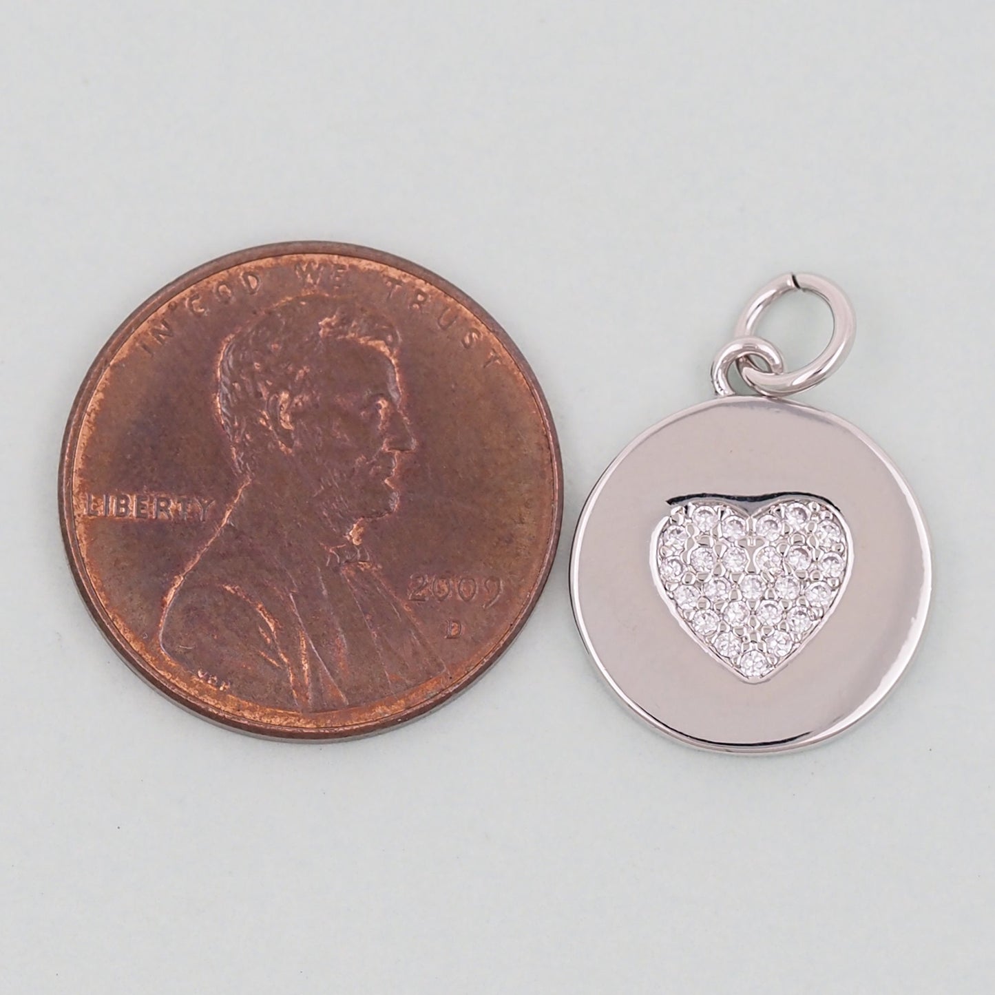 Gold Round Coin Heart Charms,18K Gold Filled Heart Pendant,Heart Charm Bracelet Necklace for DIY Jewelry Making Supply