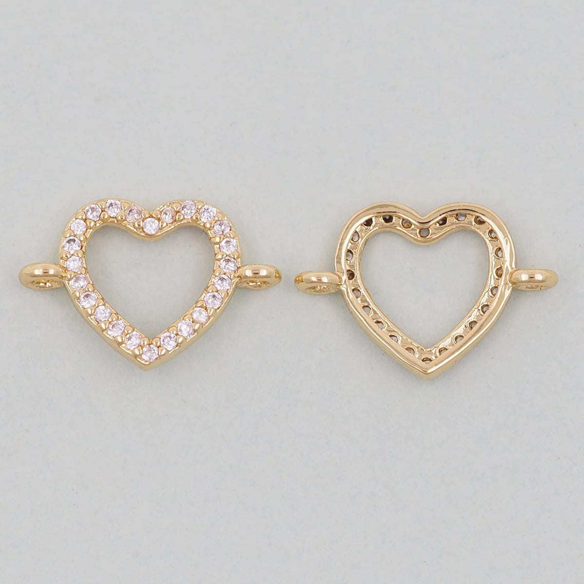 Gold Heart Connector Charms,18K Gold Filled Heart Pendant,Heart Charm Bracelet Necklace for DIY Jewelry Making Supply