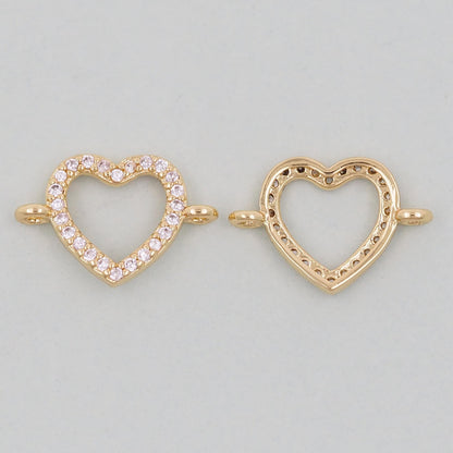 Gold Heart Connector Charms,18K Gold Filled Heart Pendant,Heart Charm Bracelet Necklace for DIY Jewelry Making Supply