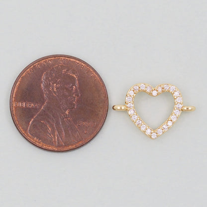 Gold Heart Connector Charms,18K Gold Filled Heart Pendant,Heart Charm Bracelet Necklace for DIY Jewelry Making Supply