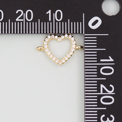 Gold Heart Connector Charms,18K Gold Filled Heart Pendant,Heart Charm Bracelet Necklace for DIY Jewelry Making Supply