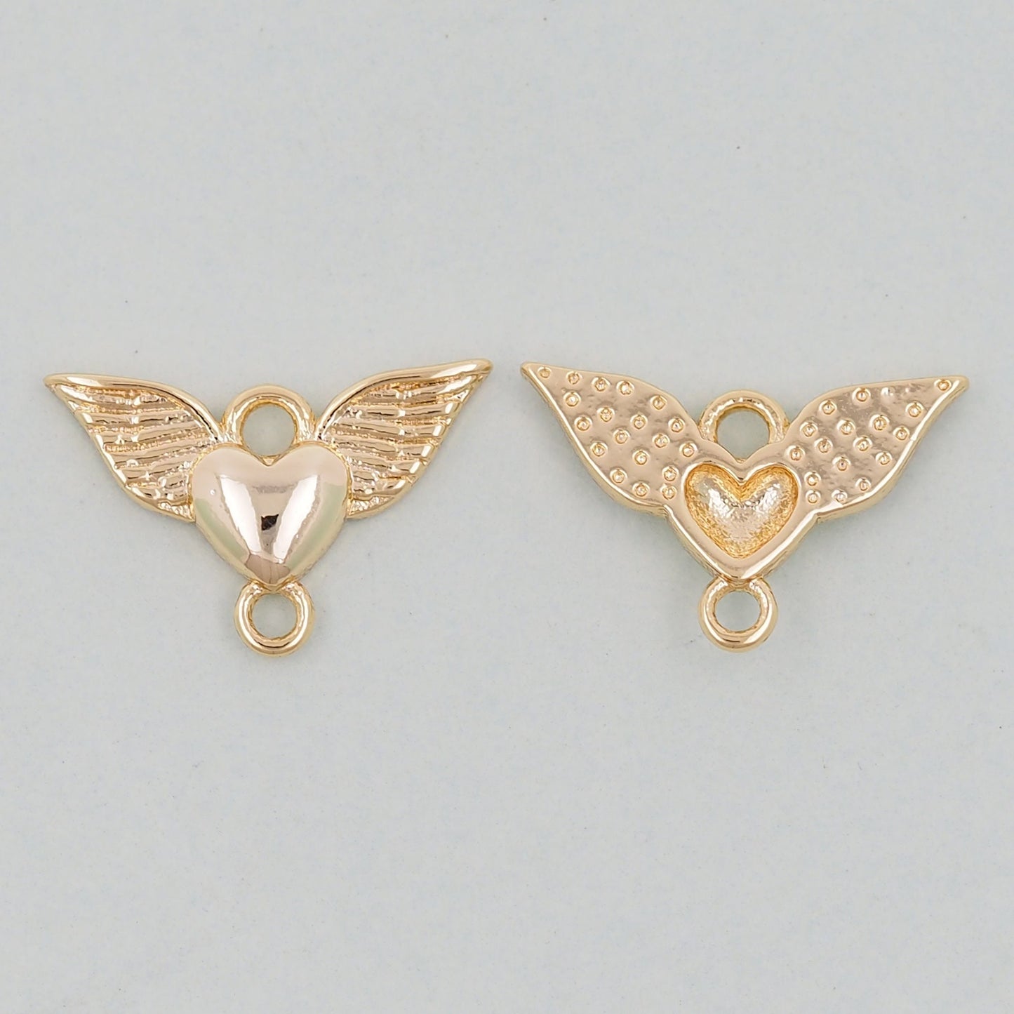 Gold Wings Heart Charms,18K Gold Filled Heart Pendant,Angel Heart Charm Bracelet Necklace for DIY Jewelry Making Supply