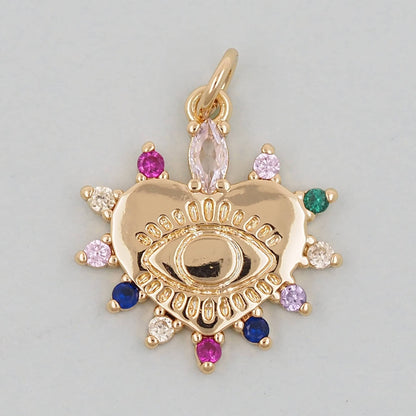 Gold Heart Evil Eye Charms,18K Gold Filled Heart Pendant,Heart Eye Charm Bracelet Necklace for DIY Jewelry Making Supply
