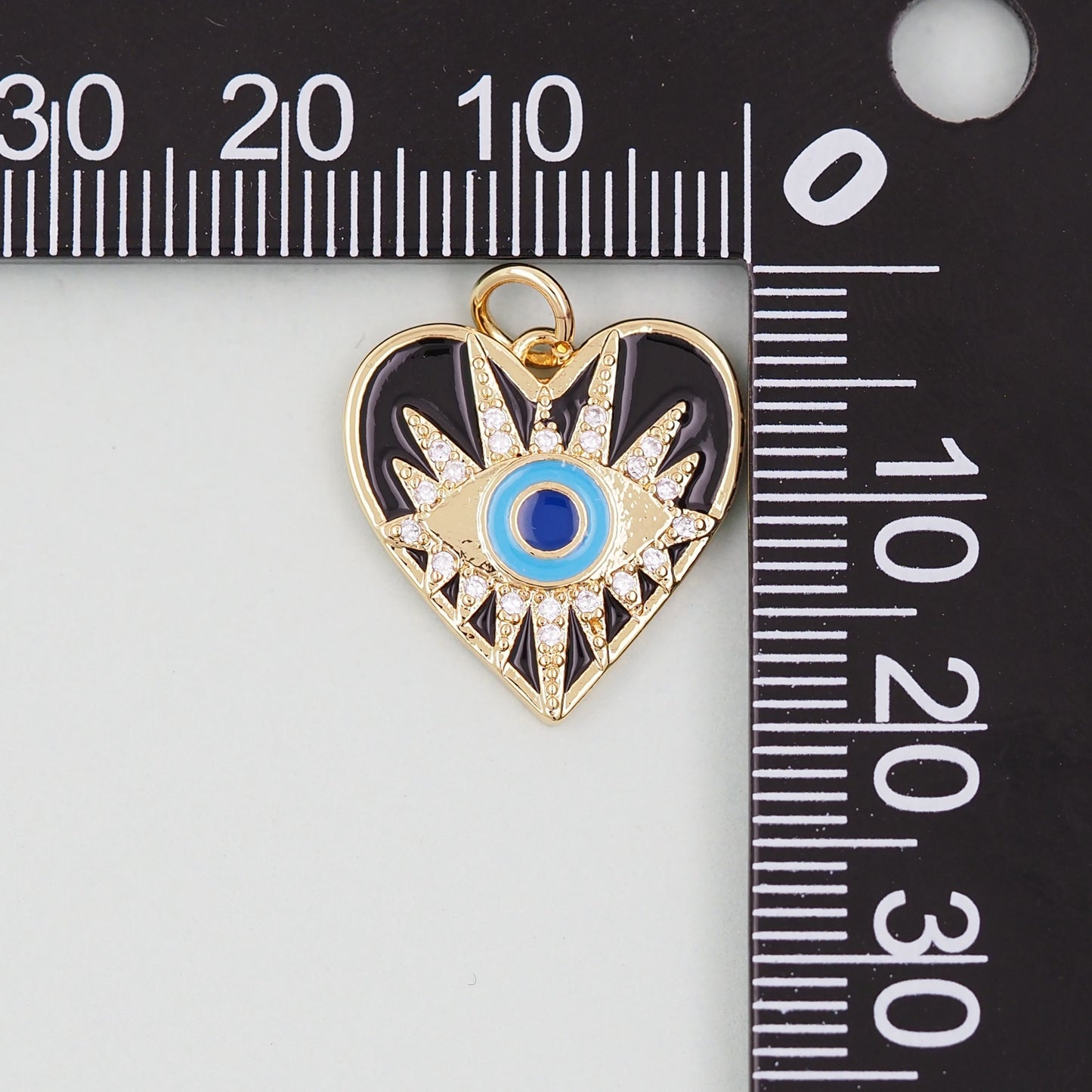 Gold Heart Evil Eye Charms,18K Gold Filled Heart Pendant,Black Heart Eye Charm Bracelet Necklace for DIY Jewelry Making Supply