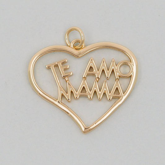 Gold Heart Charms,18K Gold Filled Heart Mama Pendant,Heart Love Charm Bracelet Necklace for DIY Jewelry Making Supply