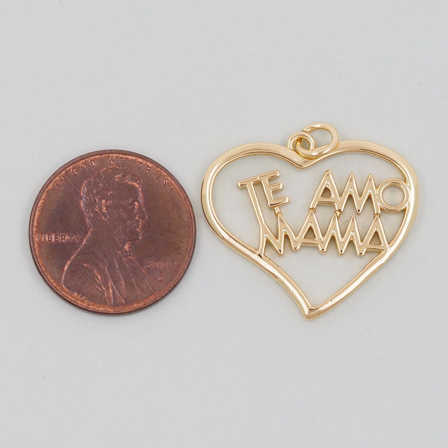 Gold Heart Charms,18K Gold Filled Heart Mama Pendant,Heart Love Charm Bracelet Necklace for DIY Jewelry Making Supply