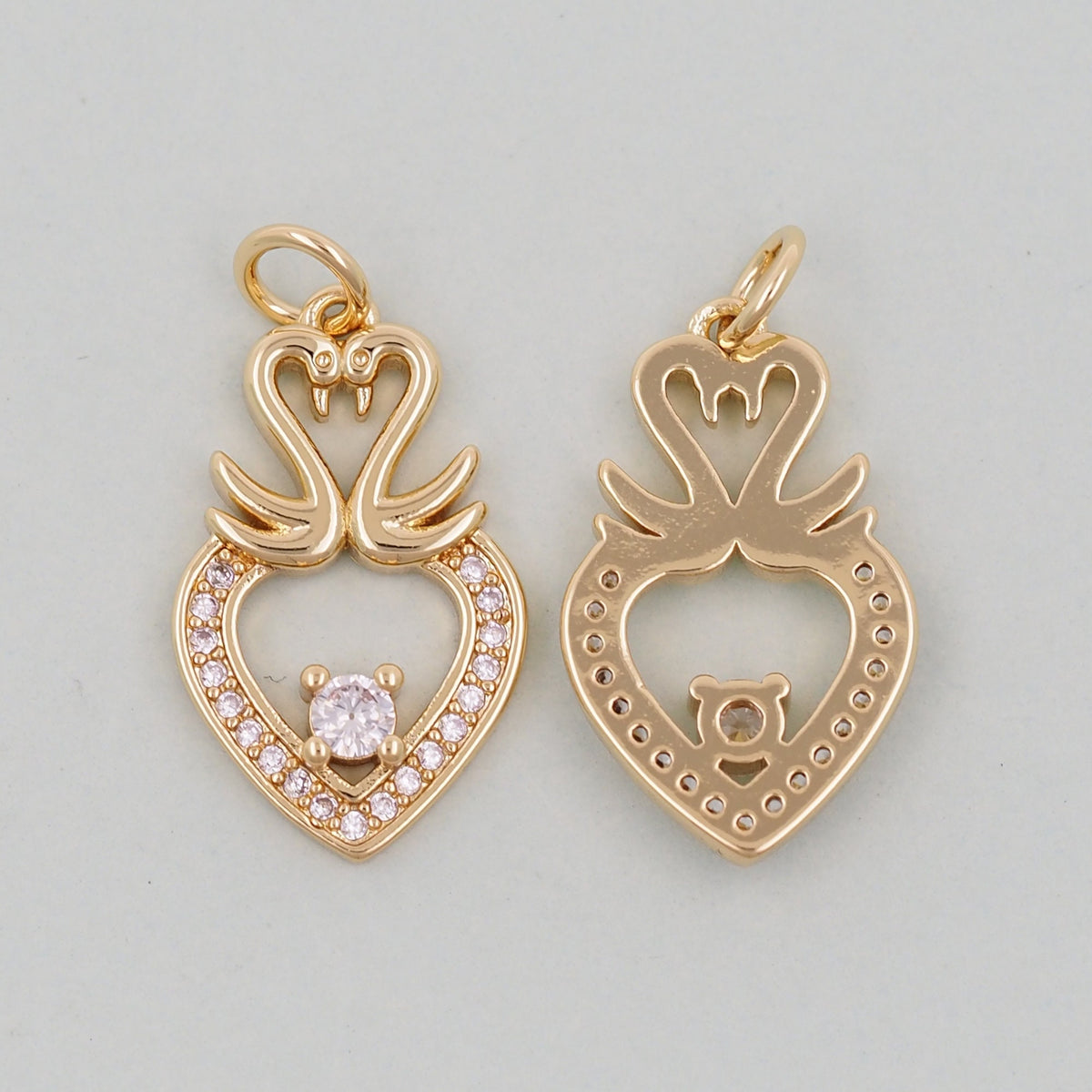 Gold Heart Charms,18K Gold Filled Heart Pendant,Heart Love Charm Bracelet Necklace for DIY Jewelry Making Supply