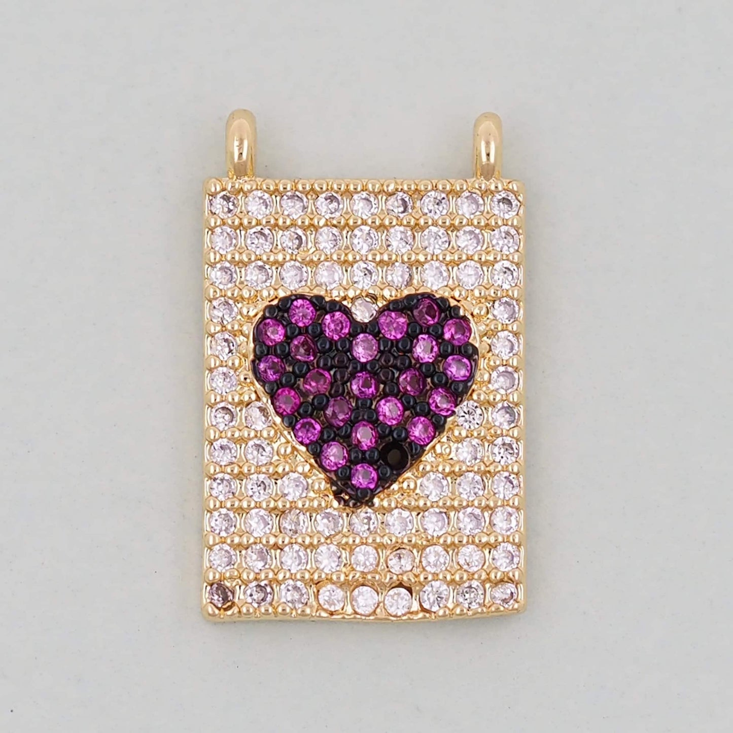 Gold rectangle Heart Charms,18K Gold Filled Heart Pendant,Heart Charm Bracelet Necklace for DIY Jewelry Making Supply
