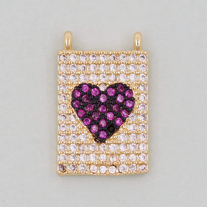 Gold rectangle Heart Charms,18K Gold Filled Heart Pendant,Heart Charm Bracelet Necklace for DIY Jewelry Making Supply