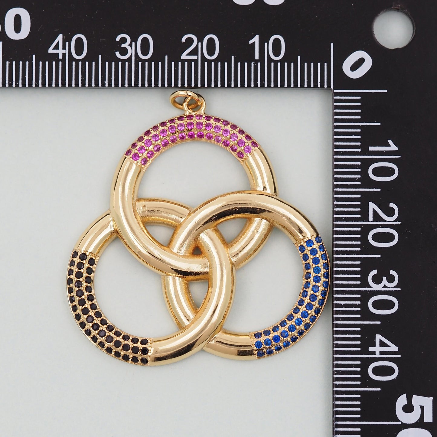 Gold Round Charms,18K Gold Filled three circles Pendant,three circles Charm Bracelet Necklace for DIY Jewelry Making Supply