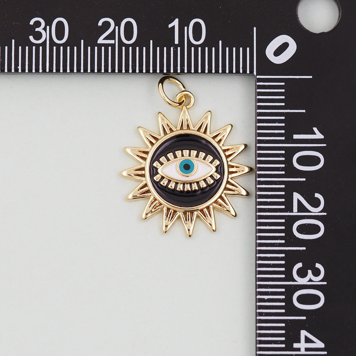 Gold Sun Charms,18K Gold Filled Round Eye Pendant,Sun Evil Eye Charm Bracelet Necklace for DIY Jewelry Making Supply