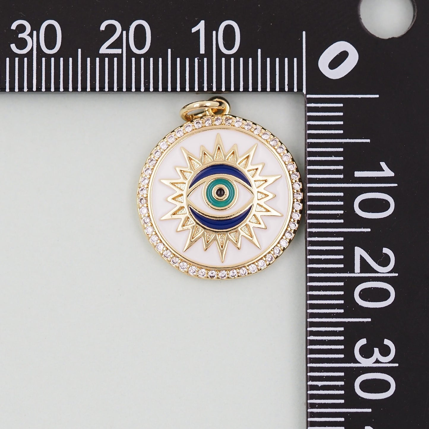 Gold Sun Charms,18K Gold Filled Round Eye Pendant,Sun Evil Eye Charm Bracelet Necklace for DIY Jewelry Making Supply