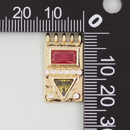 Gold rectangle Charms,18K Gold Filled rectangle Pendant,geometry Charm Bracelet Necklace for DIY Jewelry Making Supply