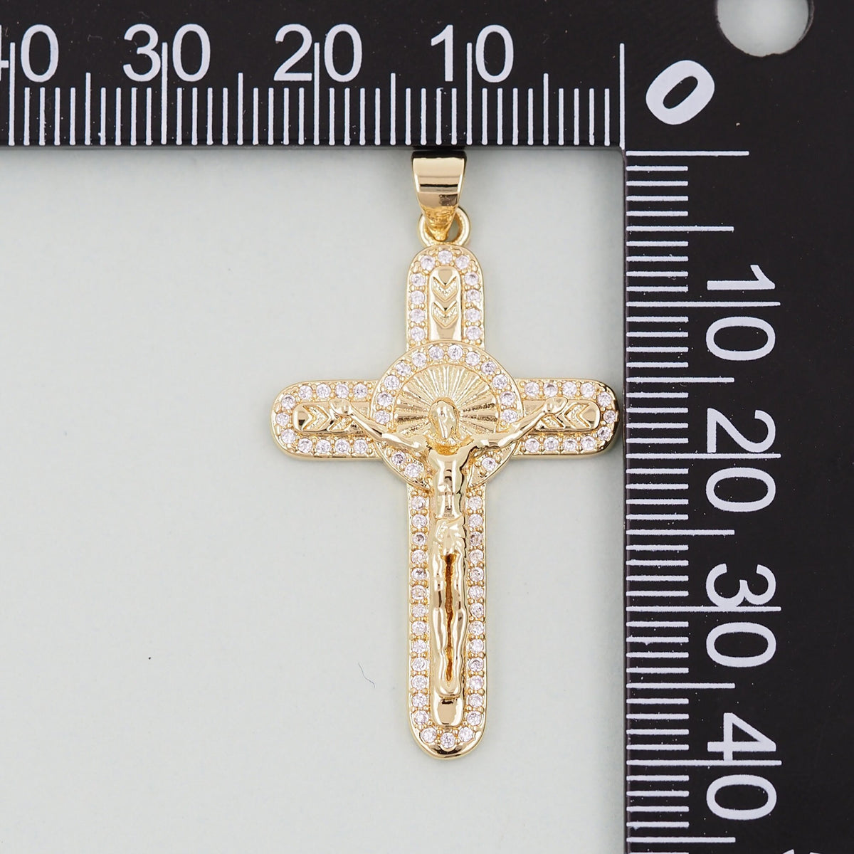 Gold Cross Jesus Charms,18K Gold Filled CZ Cross Pendant,Religious Charm Bracelet Necklace for DIY Jewelry Making Supply