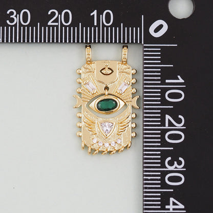 Gold rectangle Evil Eye Charms,18K Gold Filled rectangle Eye Pendant,Green Evil Eye Charm Bracelet Necklace for DIY Jewelry Making Supply