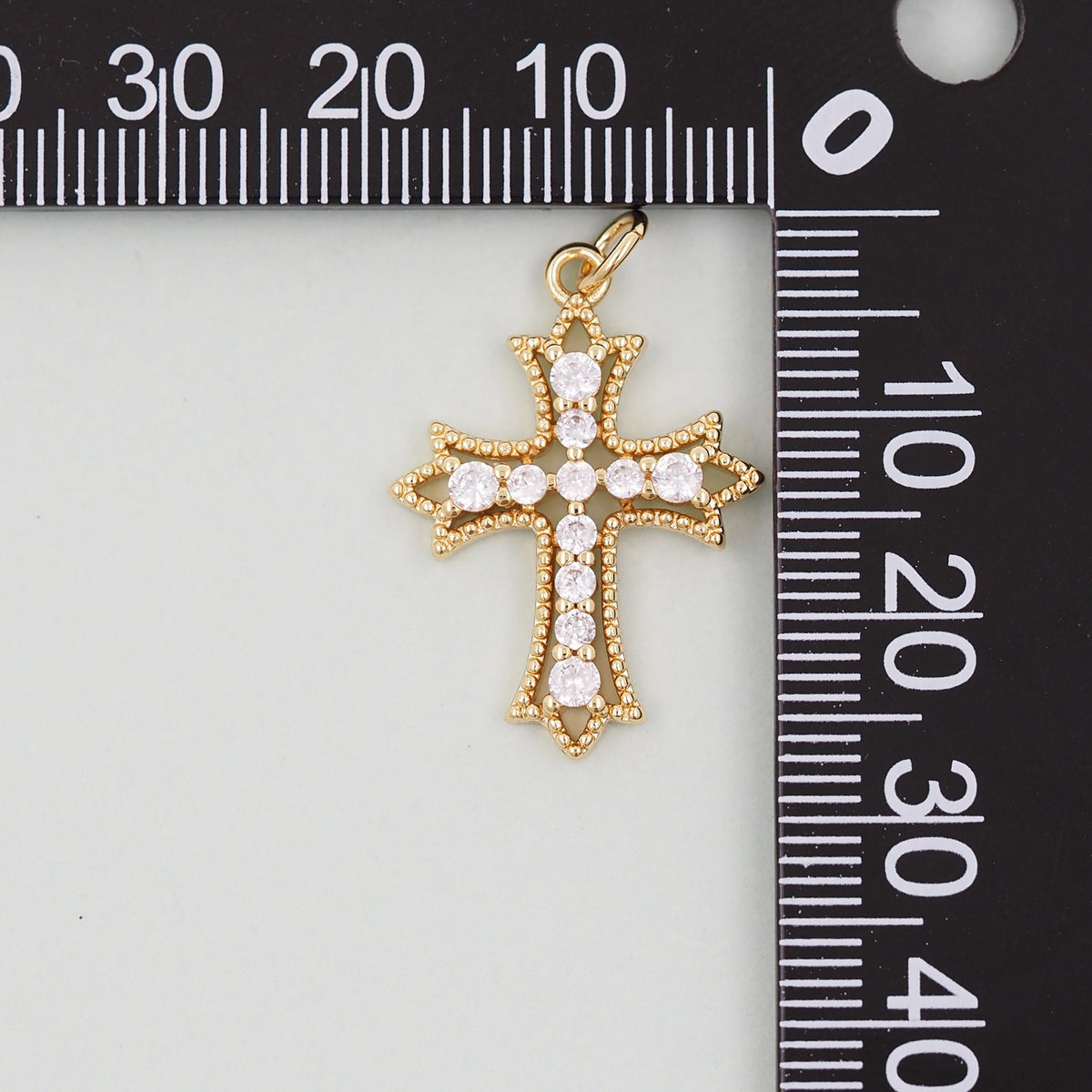 Gold Cross Charms,18K Gold Filled CZ Cross Pendant,Religious Charm Bracelet Necklace for DIY Jewelry Making Supply