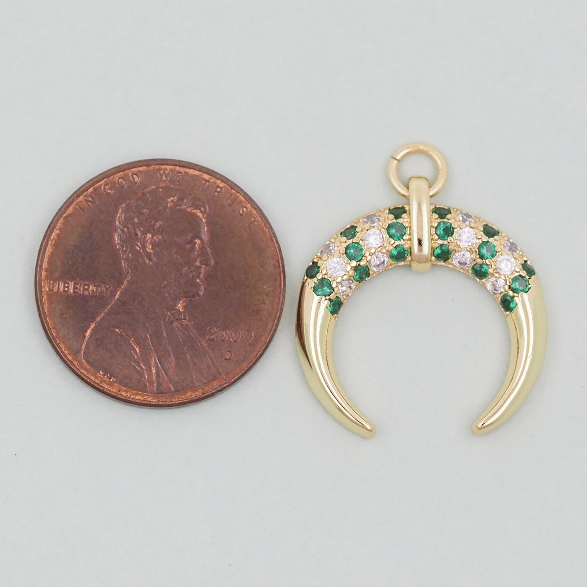 Gold Crescent Charms,18K Gold Filled Crescent Pendant,CZ Micro Pave Horns Charm Bracelet Necklace for DIY Jewelry Making Supp