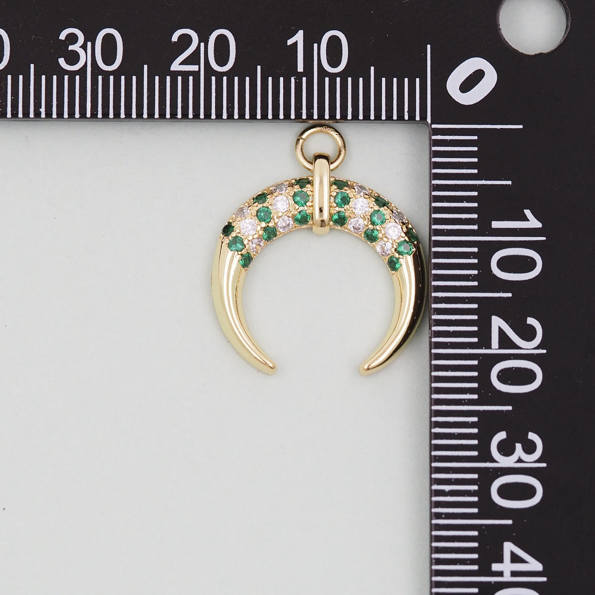 Gold Crescent Charms,18K Gold Filled Crescent Pendant,CZ Micro Pave Horns Charm Bracelet Necklace for DIY Jewelry Making Supp