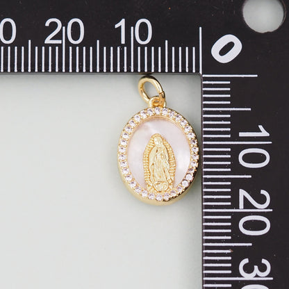Gold Our Lady of Guadalupe Charms,18K Gold Filled virgin mary Pendant Charm Bracelet Necklace for DIY Jewelry Making Supply
