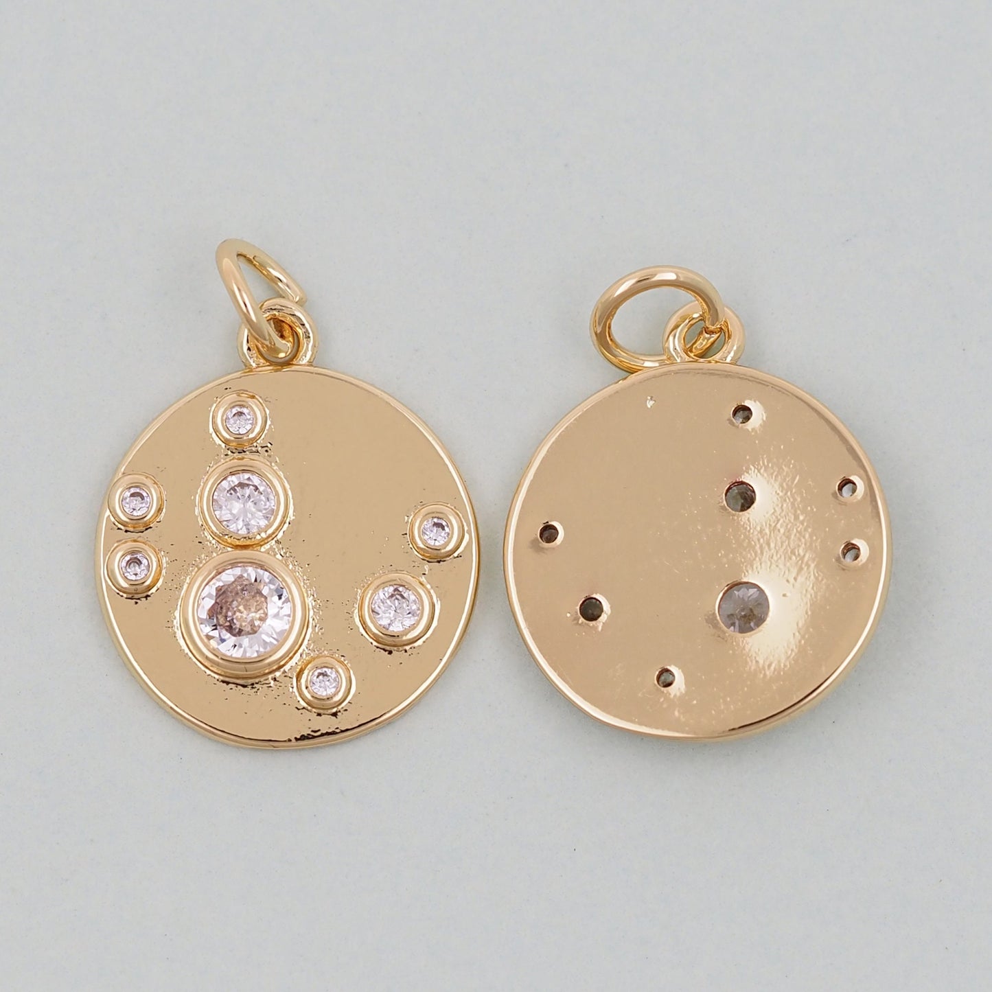 Gold Round Charms,18K Gold Filled Round Coin Pendant,Round Charm Bracelet Necklace for DIY Jewelry Making Supply