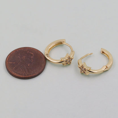 18K Gold Filled Star Huggie Hoop Earrings for Jewelry Making