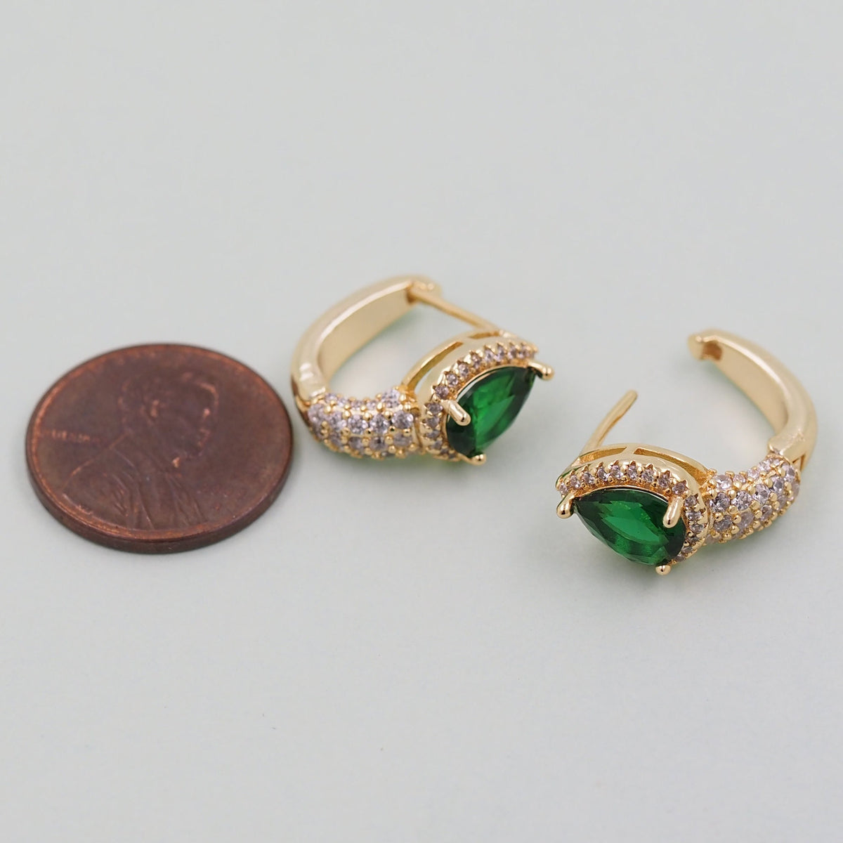 18K Gold Filled Crystal Teardrop Huggie Hoop Earrings for Jewelry Making