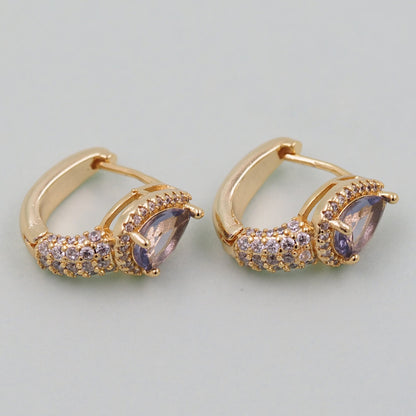 18K Gold Filled Crystal Teardrop Huggie Hoop Earrings for Jewelry Making