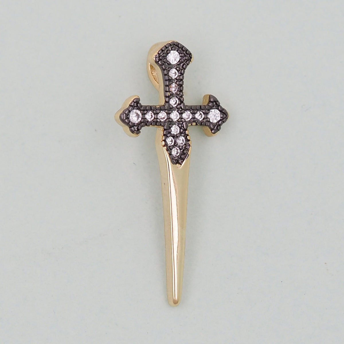 18K Gold Filled Cross CZ Charm Pendant for Jewelry Making