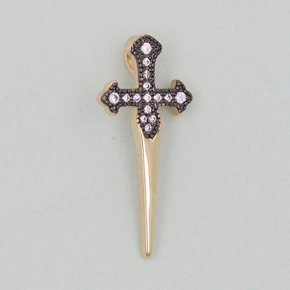 18K Gold Filled Cross CZ Charm Pendant for Jewelry Making