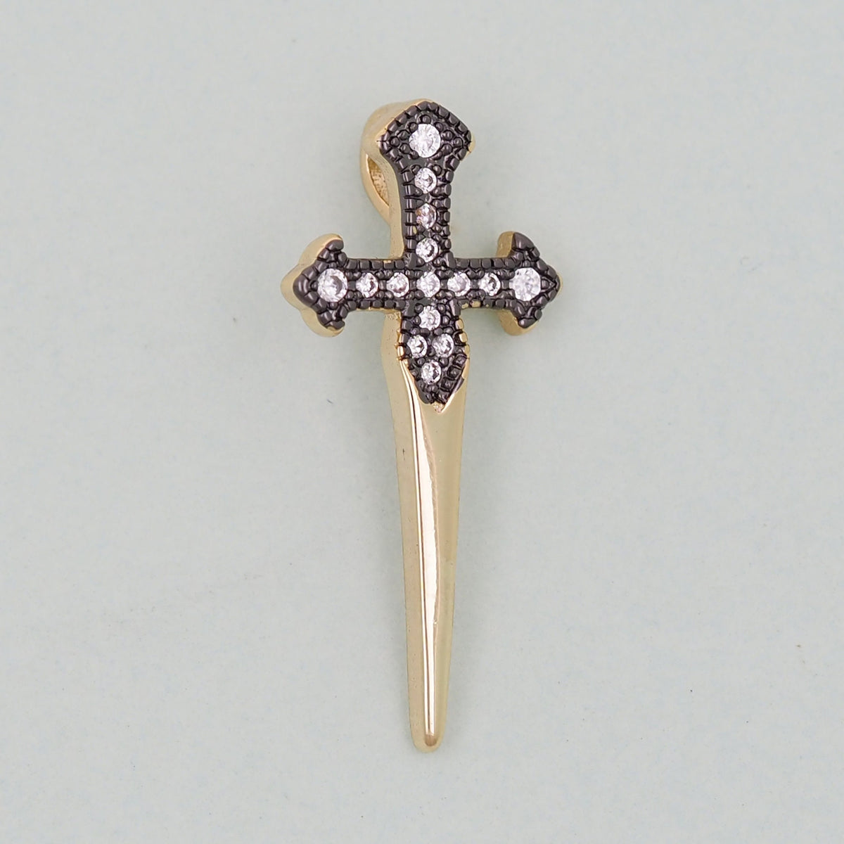 Gold Cross Charms,18K Gold Filled CZ Cross Pendant,Religious Charm Bracelet Necklace for DIY Jewelry Making Supply