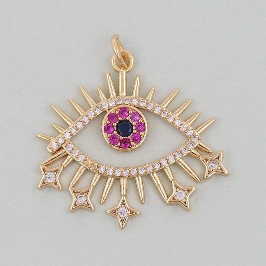 Gold Evil Eye Charms,18K Gold Filled Evil Eye Pendant,Red Evil Eye Charm Bracelet Necklace for DIY Jewelry Making Supply