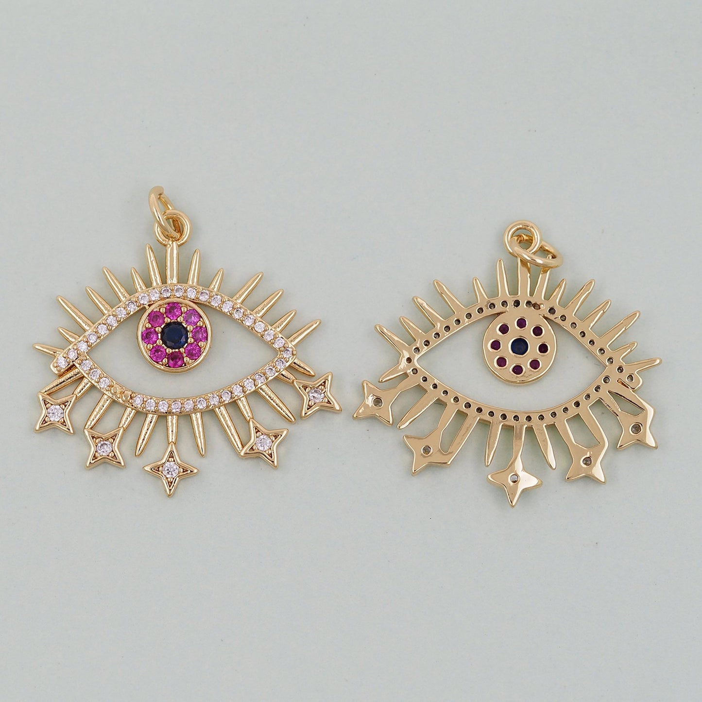 Gold Evil Eye Charms,18K Gold Filled Evil Eye Pendant,Red Evil Eye Charm Bracelet Necklace for DIY Jewelry Making Supply