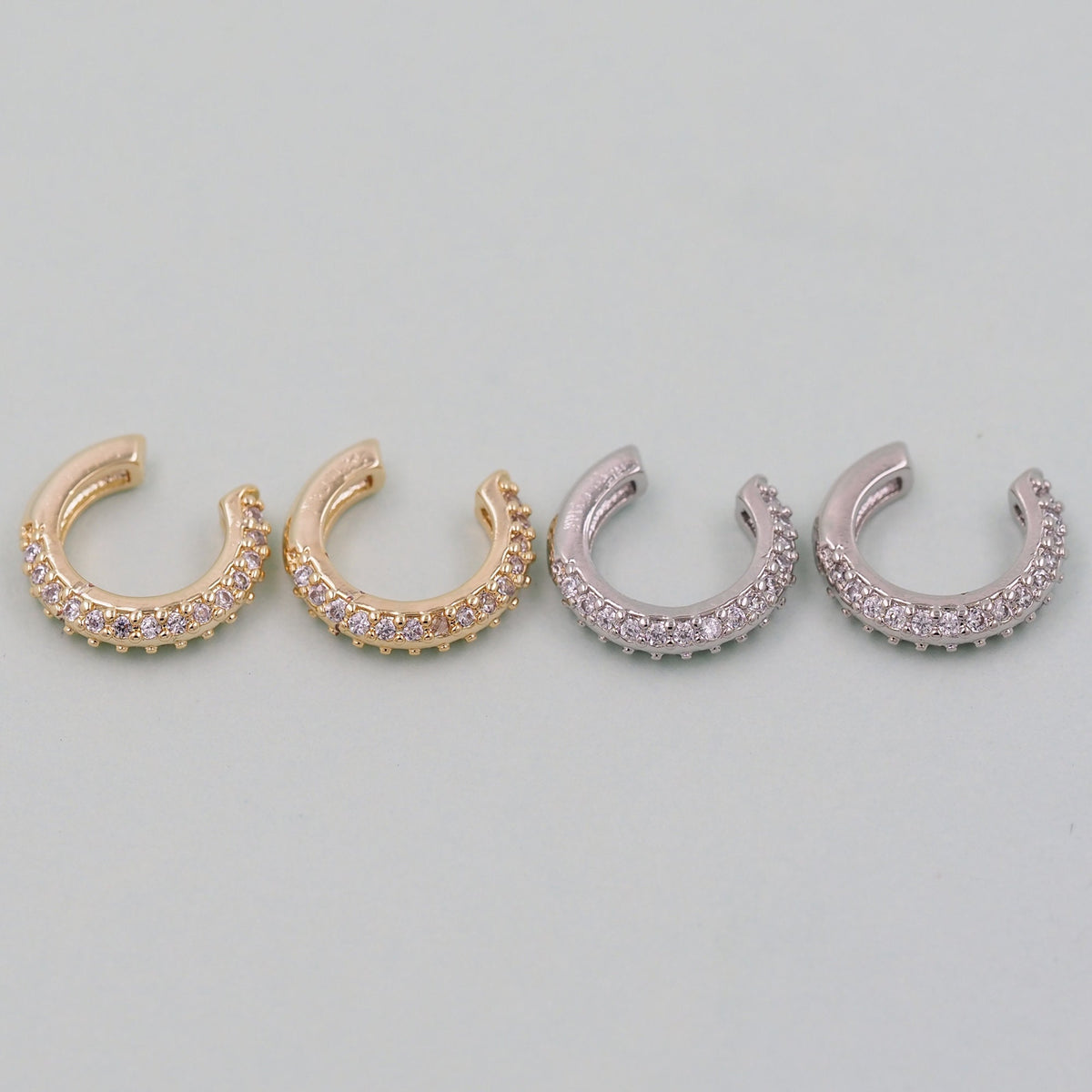 1pair 18K Gold Filled Dainty Hoop Earrings,CZ Ear Cuff No Piercing,Cartilage Earring,Ear Wrap Earrings