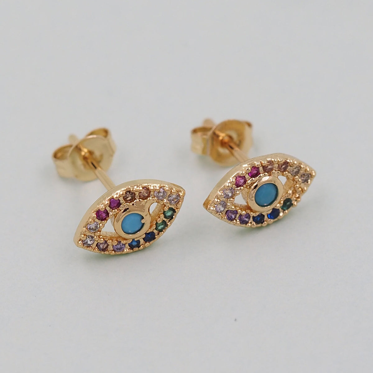 1pair 18K Gold Filled Evil Eye Hoops Earrings,Gold Earrings,Dainty Hoops Huggie,Gold Huggies Hoop Earrings