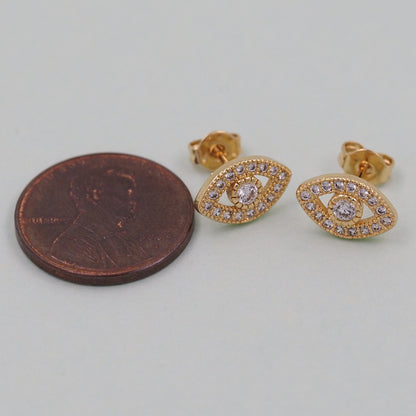 1pair 18K Gold Filled Evil Eye Hoops Earrings,Gold Earrings,Dainty Hoops Huggie,Gold Huggies Hoop Earrings