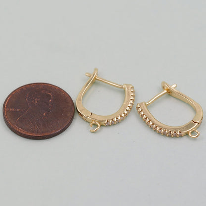 1pair 18K Gold Filled Hoops earring components,Gold Earrings,Dainty Hoops Huggie,Gold Huggies Hoop Earrings