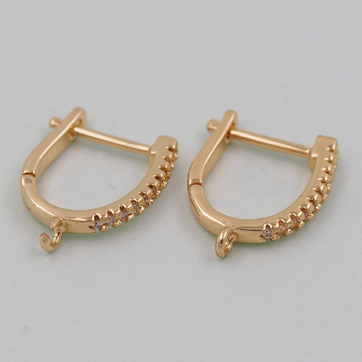 1pair 18K Gold Filled Hoops earring components,Gold U Earrings,Dainty Hoops Huggie,Gold Huggies Hoop Earrings