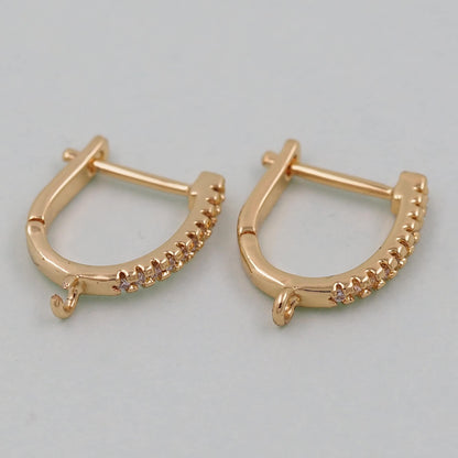 1pair 18K Gold Filled Hoops earring components,Gold U Earrings,Dainty Hoops Huggie,Gold Huggies Hoop Earrings