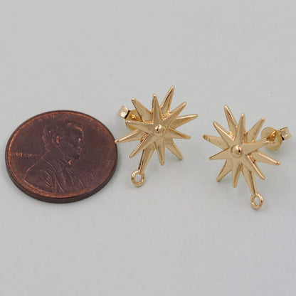 18K Gold Filled North Star Huggie Hoop Earrings for Jewelry Making
