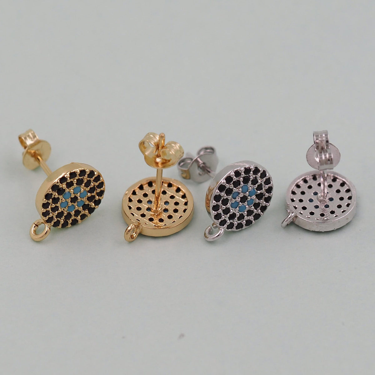 1pair 18K Gold Filled Evil Eye Earrings,Gold Round Earrings,Dainty Earrings