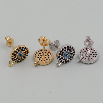 1pair 18K Gold Filled Evil Eye Earrings,Gold Round Earrings,Dainty Earrings