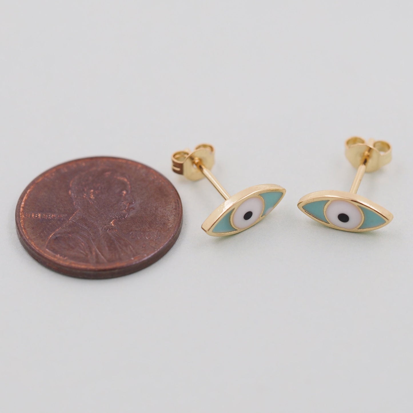 1pair 18K Gold Filled Evil EYE Earrings,Gold Earrings,Dainty Earrings
