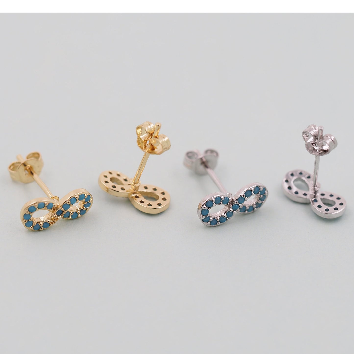 1pair 18K Gold Filled Infinity Earrings,turquoise Gold Earrings,Dainty Earrings