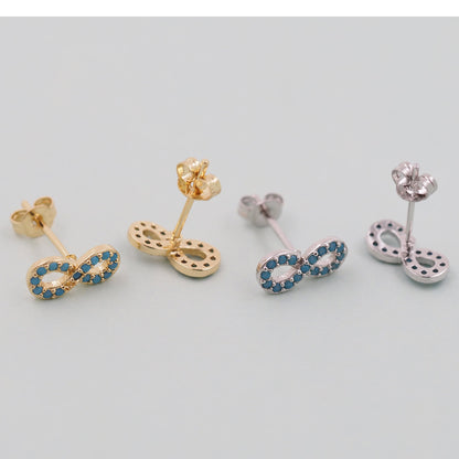 1pair 18K Gold Filled Infinity Earrings,turquoise Gold Earrings,Dainty Earrings