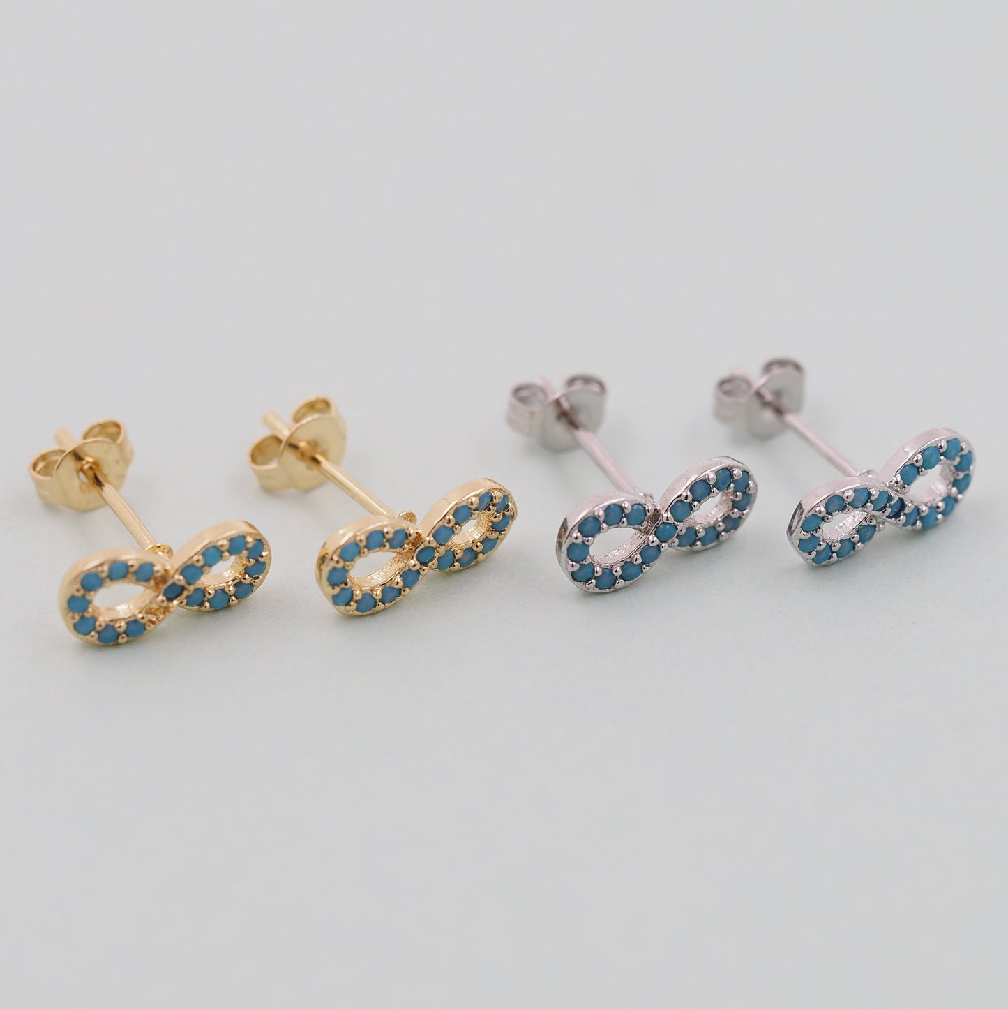 1pair 18K Gold Filled Infinity Earrings,turquoise Gold Earrings,Dainty Earrings