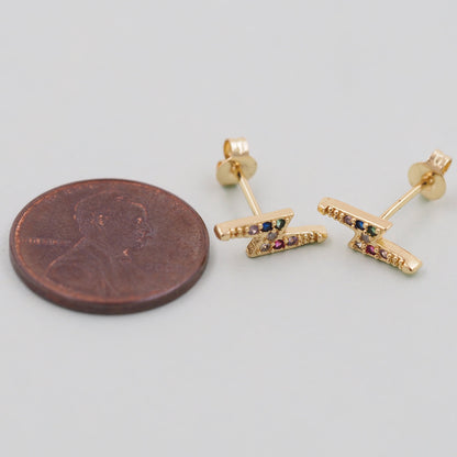 1pair 18K Gold Filled lightning Earrings,Gold Earrings,Dainty Earrings