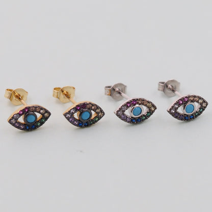 1pair 18K Gold Filled Evil Eye Earrings,Gold Earrings,Dainty Earrings